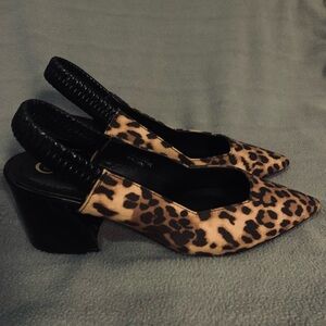New Women’s Leopard Print Suede Slingback Heels
